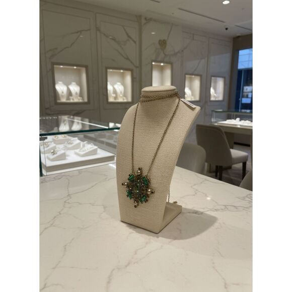 St. John Jewelry - St. John Statement Necklace JWX1643NK Emerald Crystal Pearl Gold Pendant